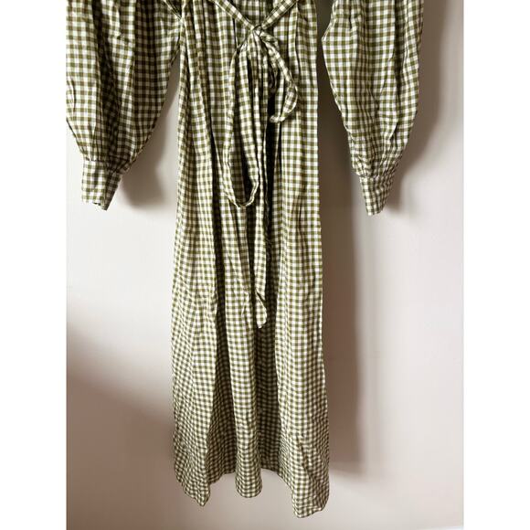 DOEN Paris Dress in Olive Gingham Print S - Picture 5 of 10